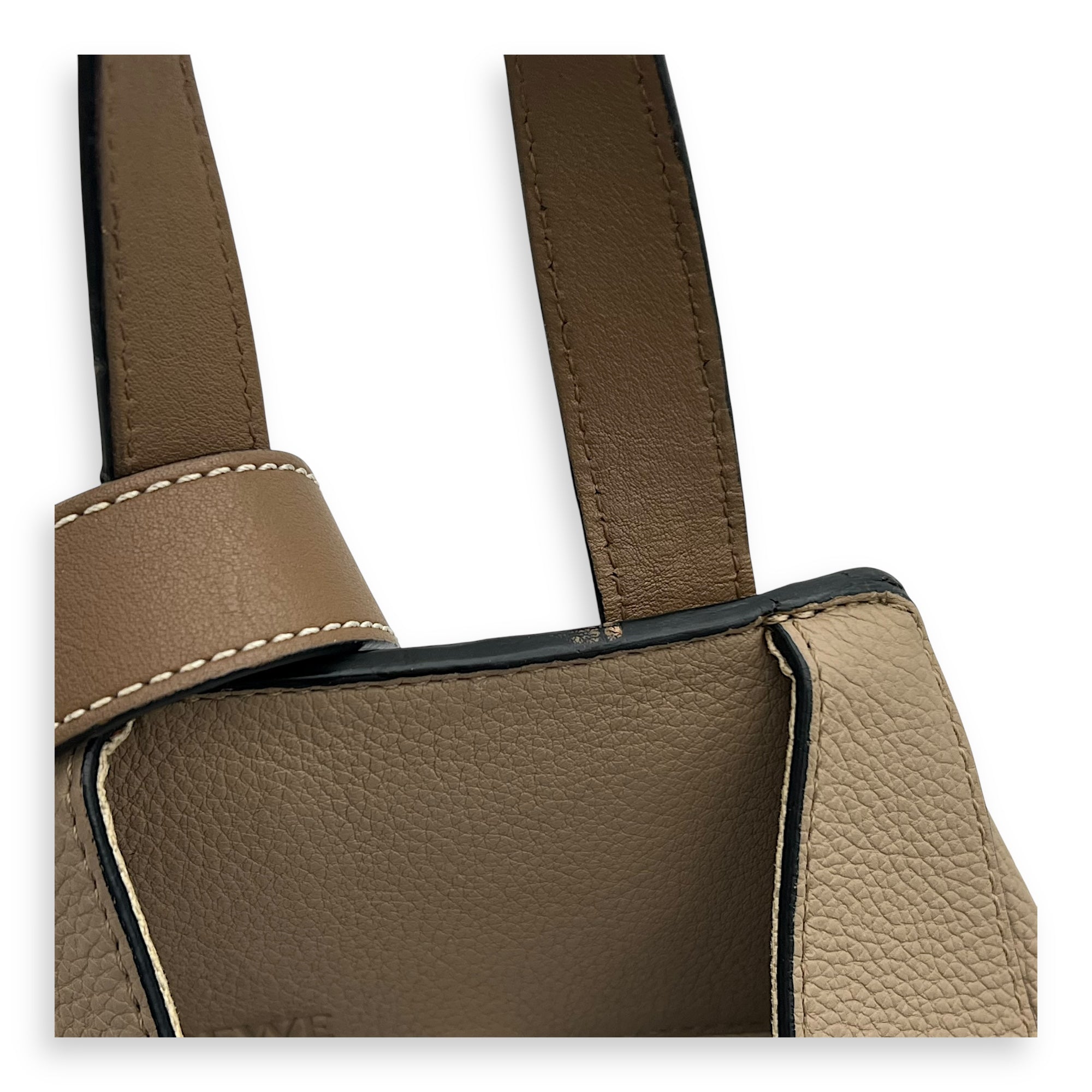 Loewe Hammock Medium Beige Top Handle Bag in Calfskin, Gold hardware_10