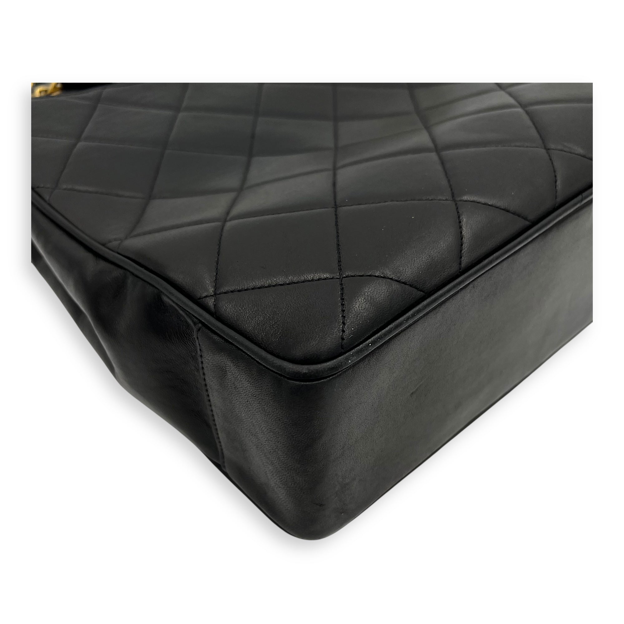 Chanel Vintage Big CC Tote Bag Black in Lambskin, Gold hardware_10