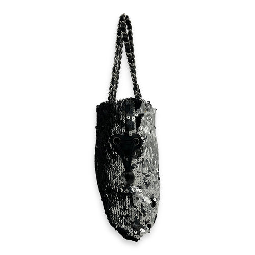 Chanel CC Tote Bag Silver in Sequins, Silver hardware_4