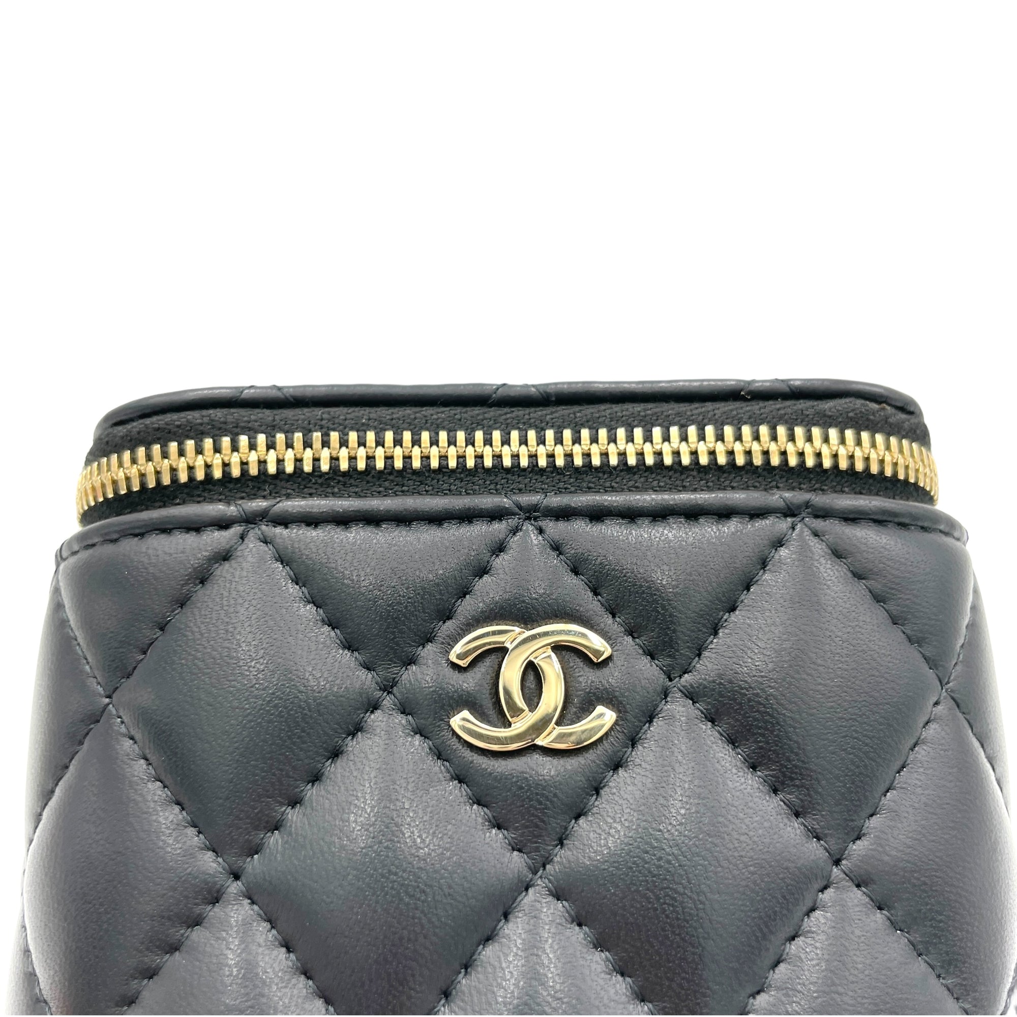 Vanity Crossbody Bag Mini Black in Lambskin , Gold Hardware