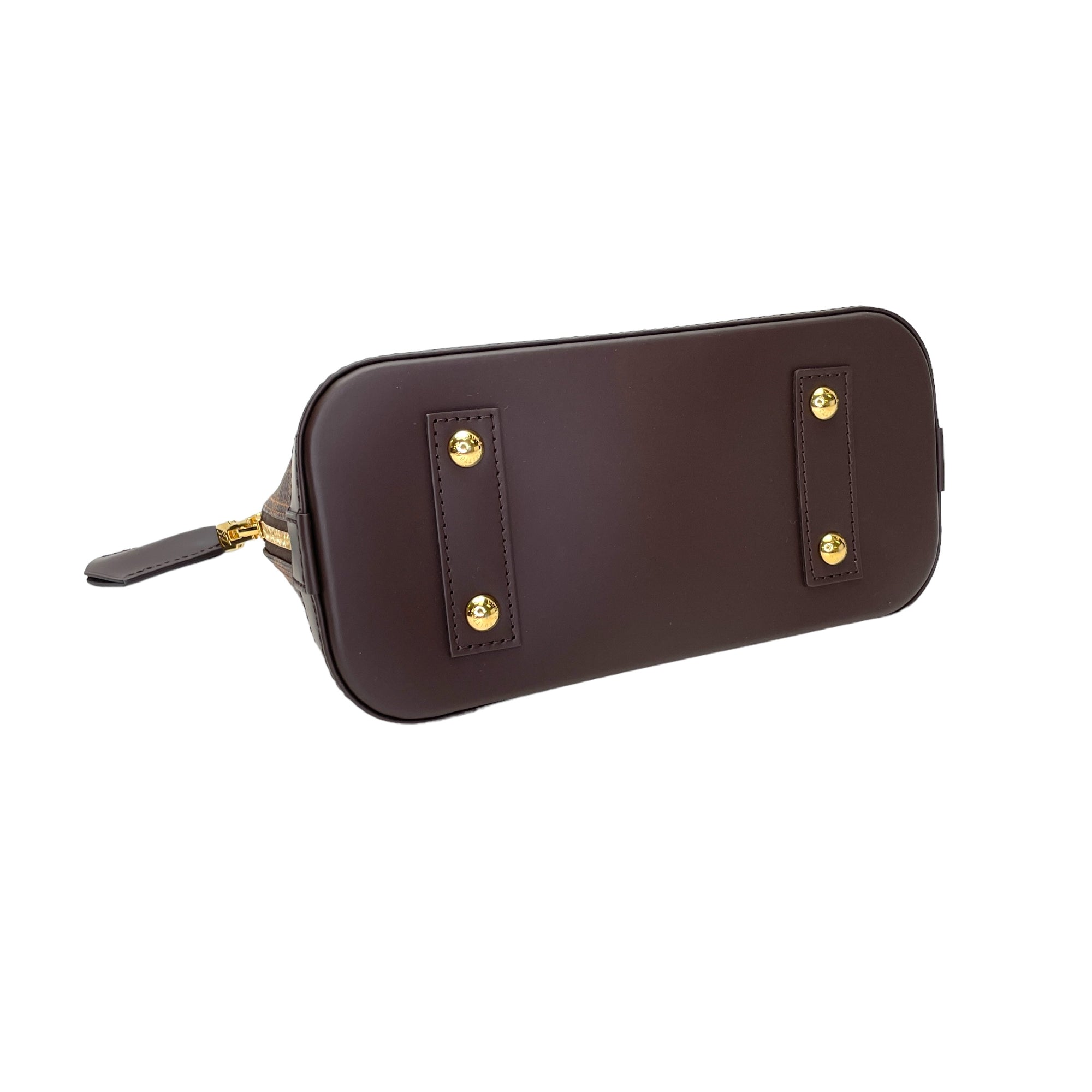 Alma Top Handle Bag BB Brown in Coated Canvas, Gold hardware