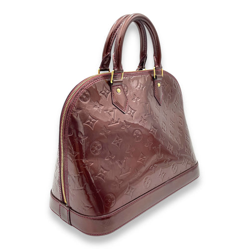 Alma PM Red Top Handle Bag in Patent Leather, Gold hardware