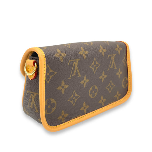 Diane Top Handle Bag Nano Brown in Monogram Coated Canvas, Gold hardware