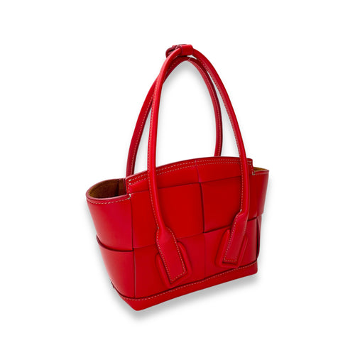 Arco Tote Bag Red in Lambskin, Silver hardware