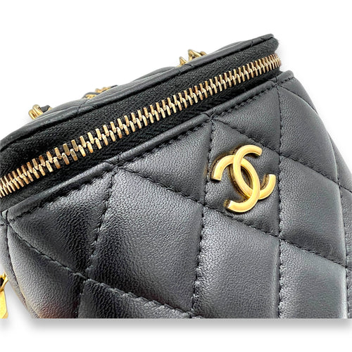 CC Vanity Bag Mini Black in Lambskin, Gold hardware