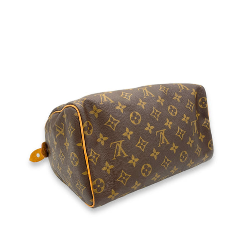 Speedy Top Handle Bag 25 Brown in Monogram Coated Canvas, Gold hardware