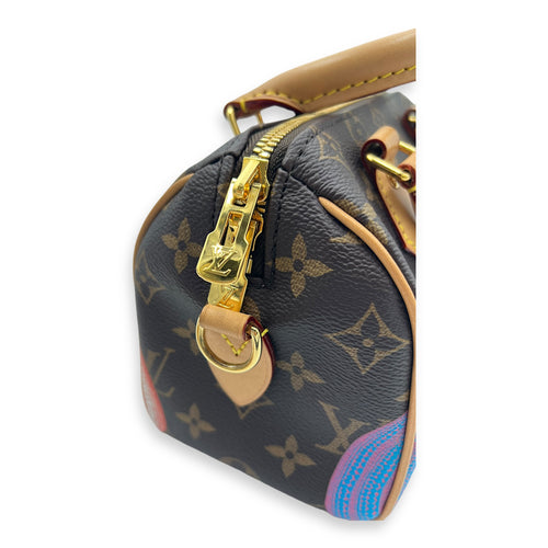 Speedy Top Handle Bag 20 Brown in Monogram Coated Canvas, Gold hardware