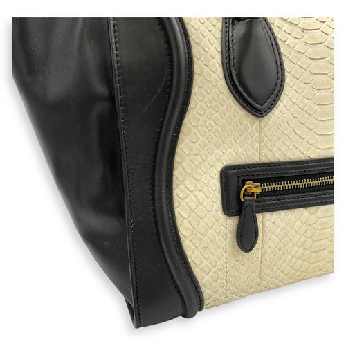 Luggage Mini Top handle bag in Python leather, Gold Hardware