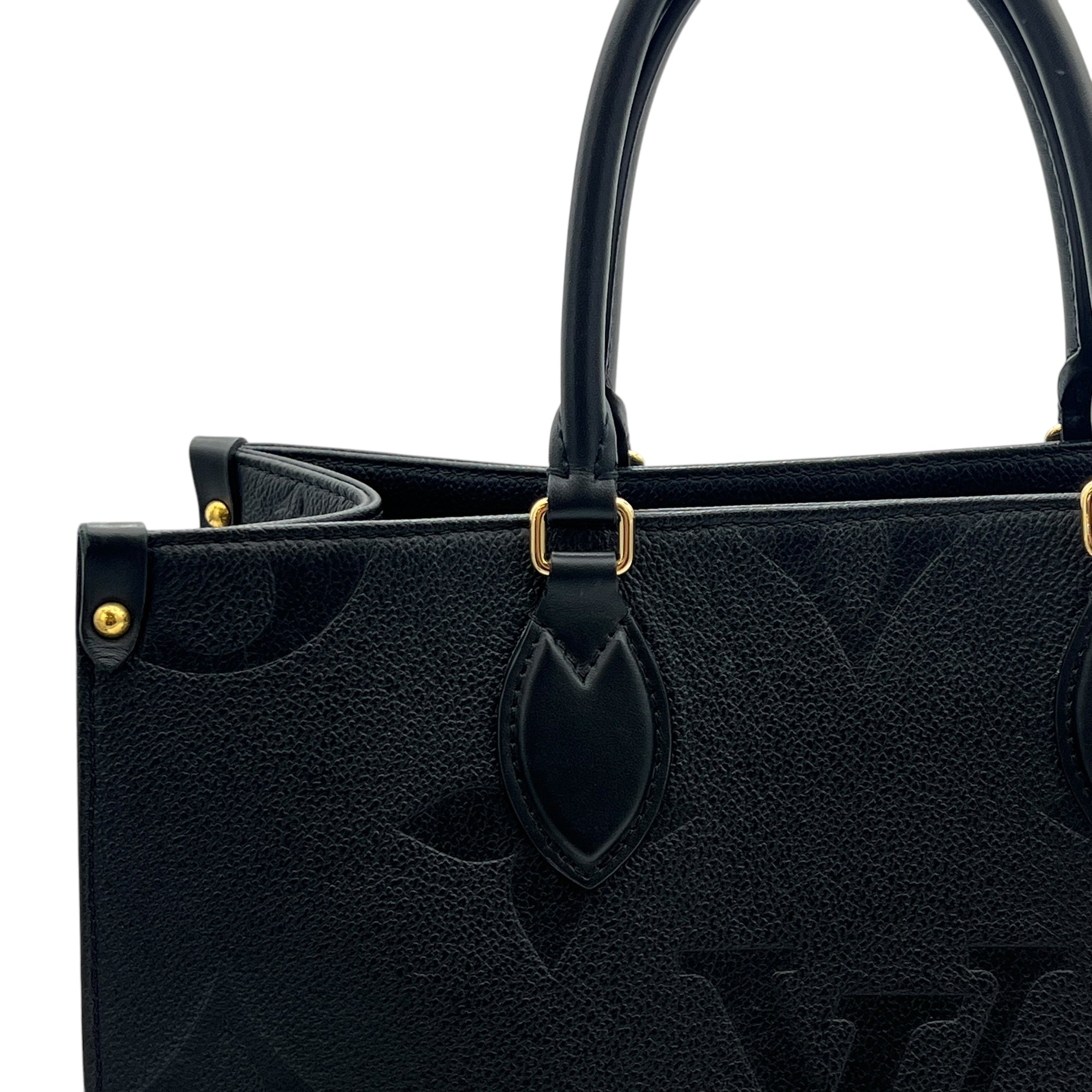 OnTheGo Tote Bag MM Black in Empreinte Leather, Gold hardware