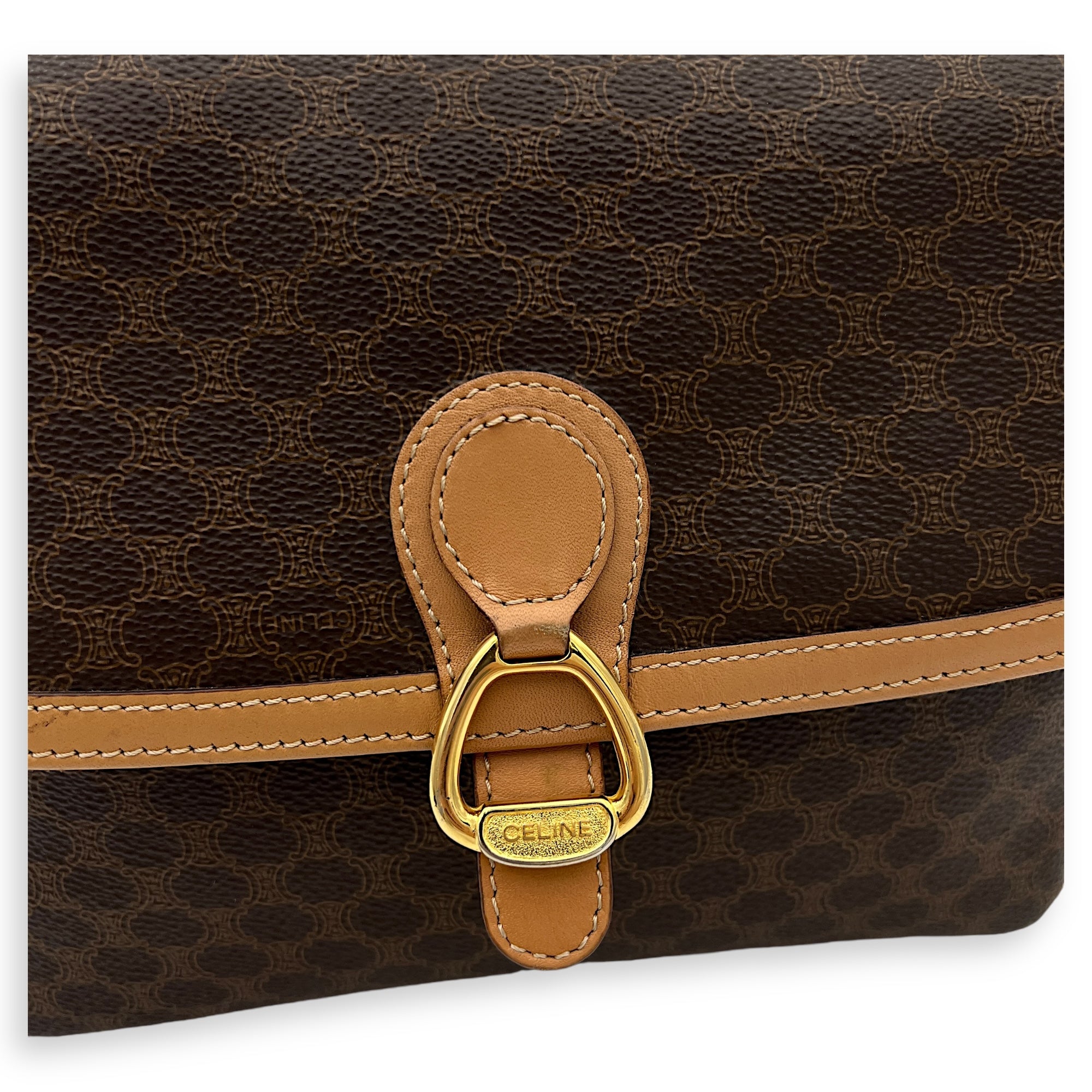 Macadam Brown Crossbody Bag in Coated Canvas, Gold hardware