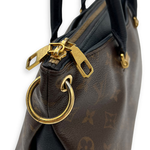 Pallas Top Handle Bag Brown in Monogram Coated Canvas, Gold hardware