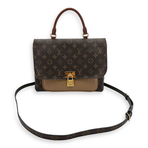 Marignan Top Handle Bag Brown in Monogram Coated Canvas, Gold hardware