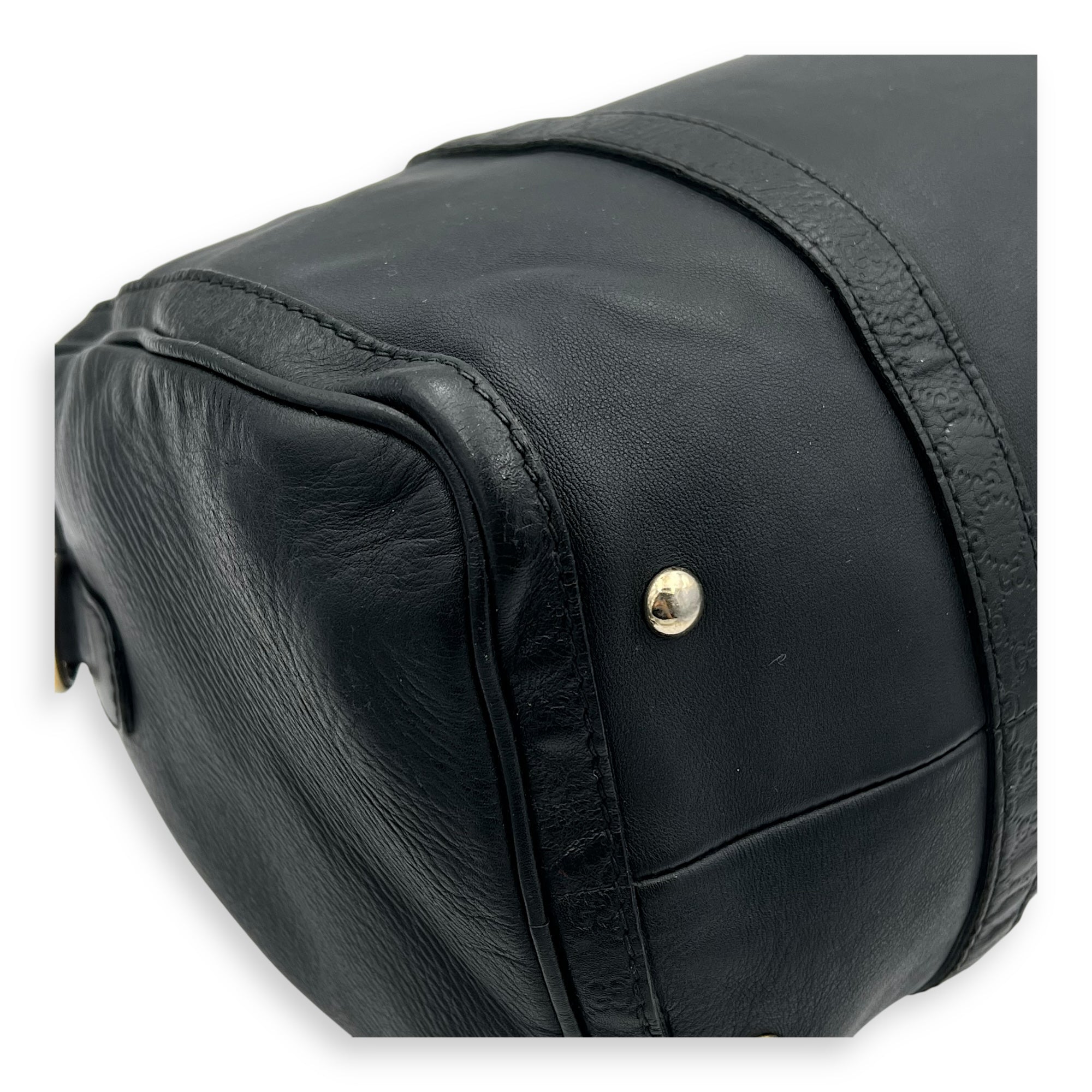 Boston Top Handle Bag Black in Calfskin, Light Gold hardware