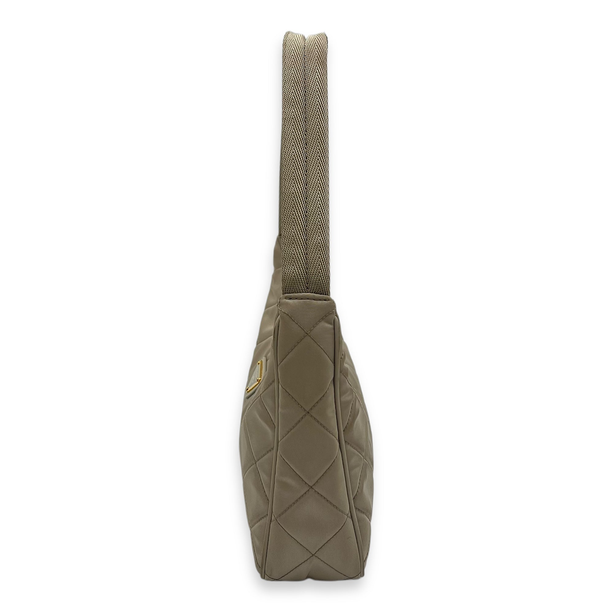 Re-Edition Shoulder Bag Beige in Re-Nylon, Gold hardware