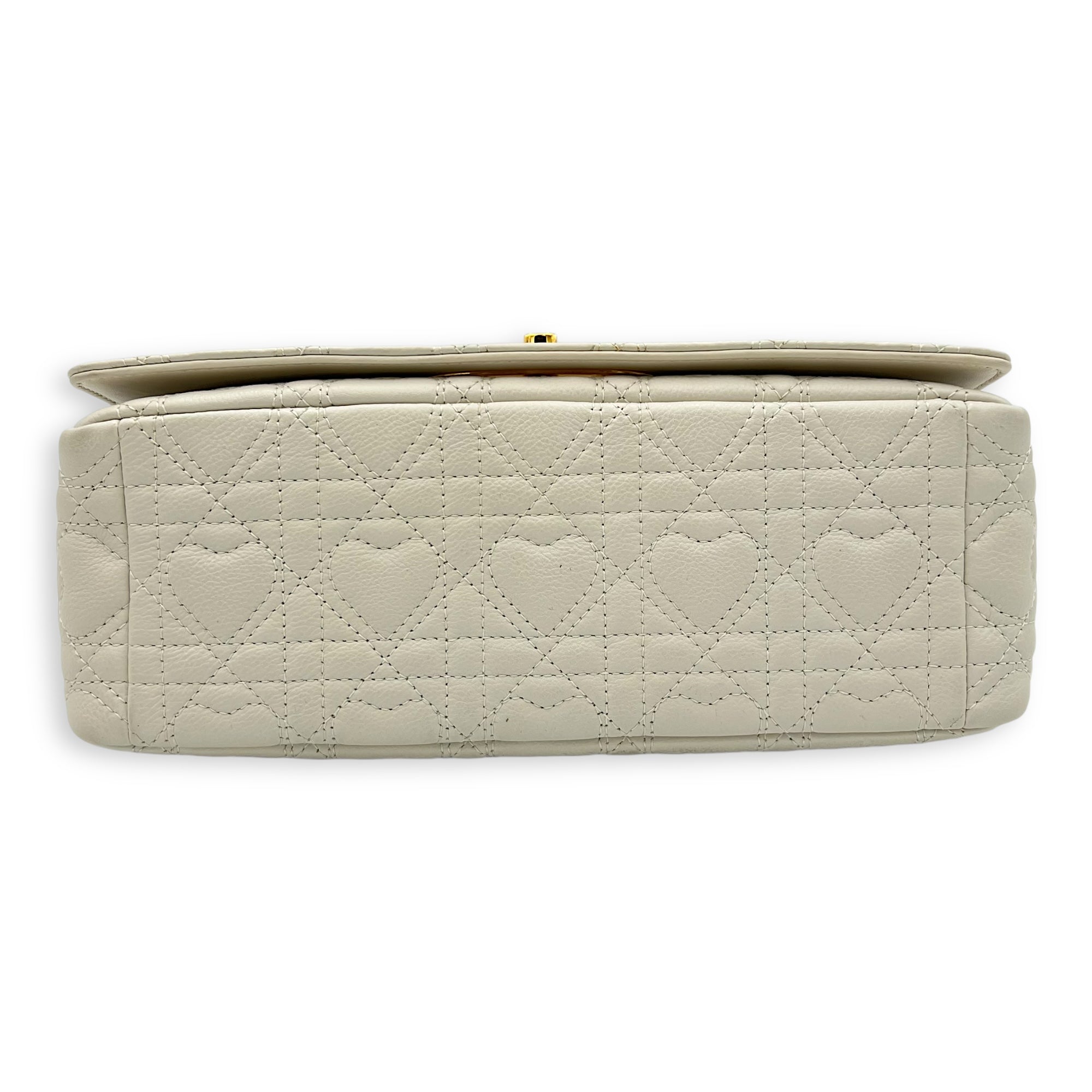 Christian Dior Caro Medium White Crossbody Bag in Calfskin, Gold hardware_5