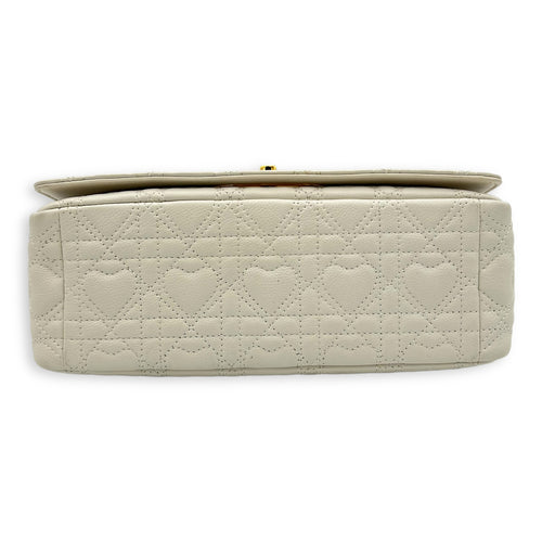 Christian Dior Caro Medium White Crossbody Bag in Calfskin, Gold hardware_5