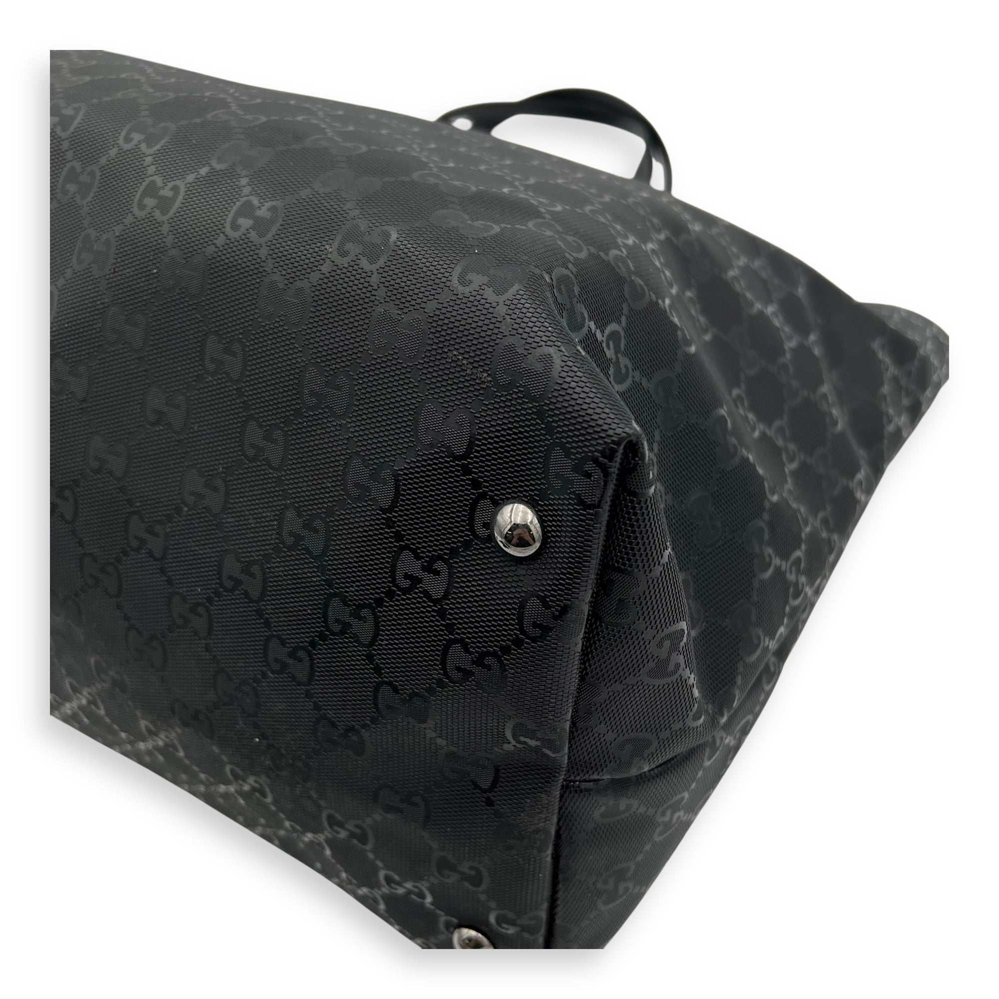 Gucci GG Tote Bag Black in Coated Canvas, Gunmetal hardware_12