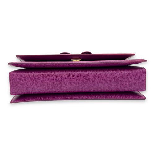 Salvatore Ferragamo Vara Bow Shoulder Bag Purple in Calfskin, Gold hardware_5