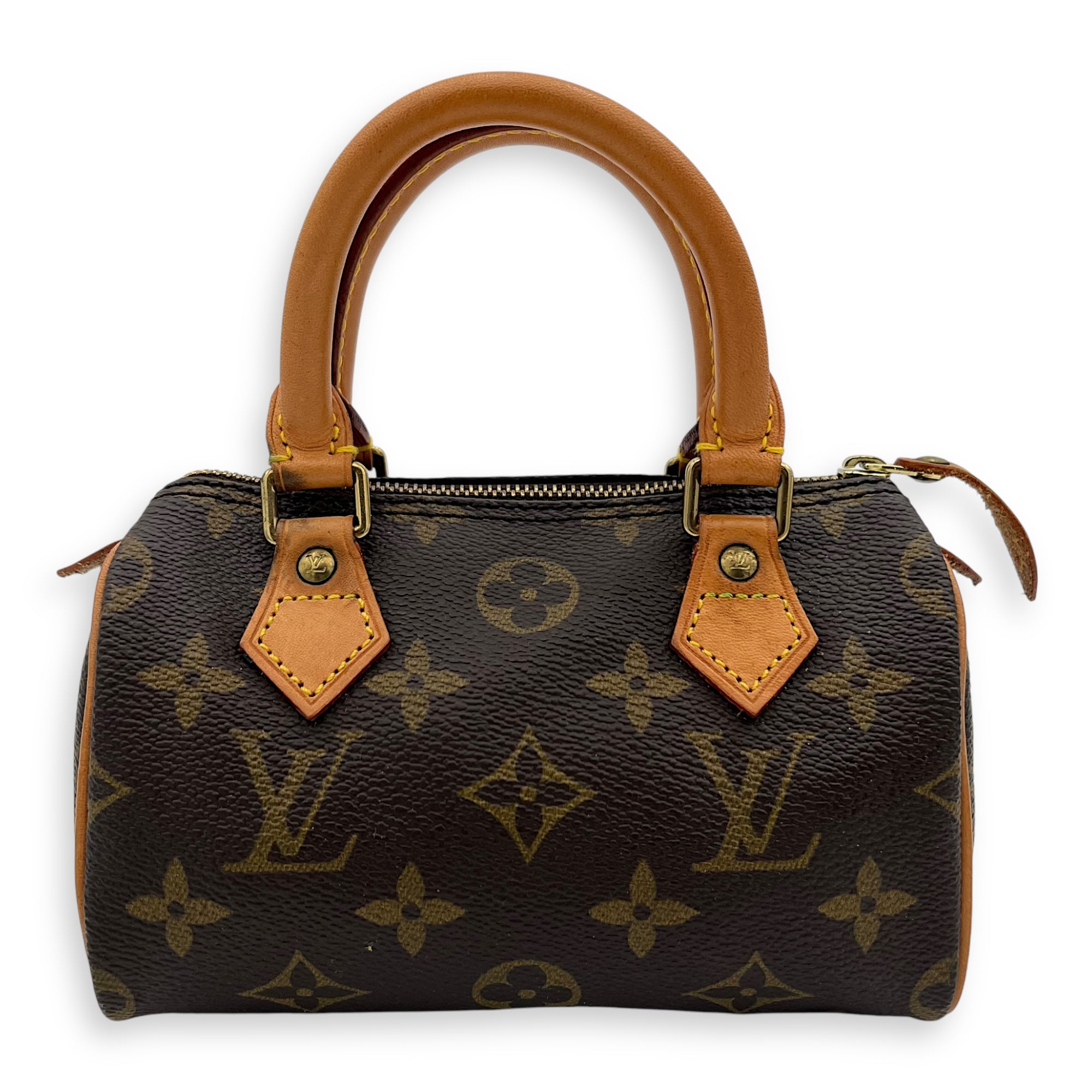 Louis Vuitton Speedy Nano Brown Crossbody Bag in Monogram Coated Canvas, Gold hardware_1