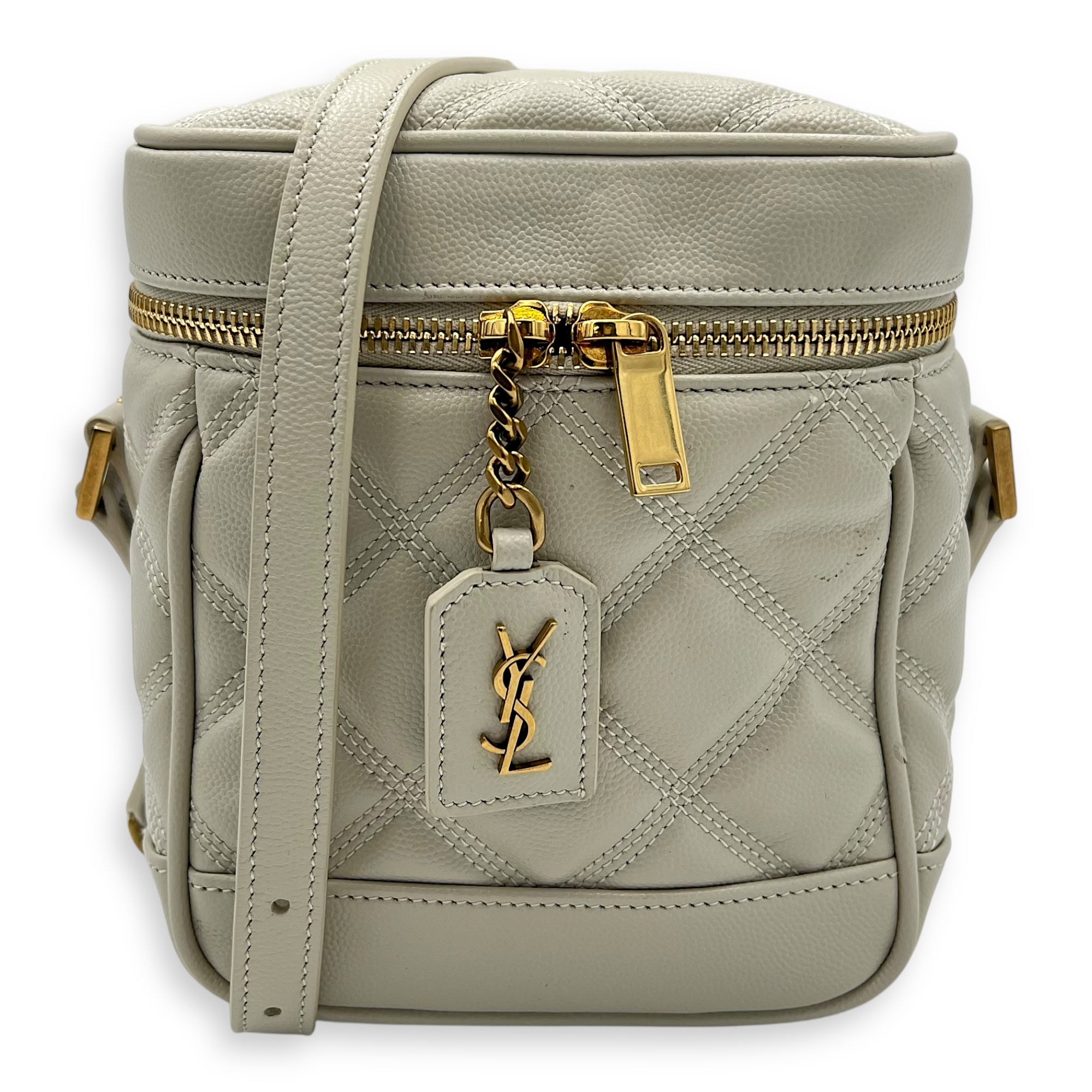 Saint Laurent Quilted 80's  Vanity Bag White in Calfskin, Gold hardware_1