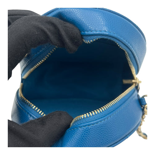 Chanel Round CC Crossbody Bag Blue in Caviar Leather, Gold hardware_6