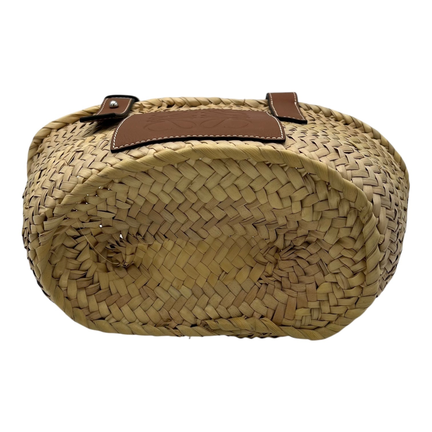 Loewe Basket Top Handle Bag Beige in Raffia, Silver hardware_5