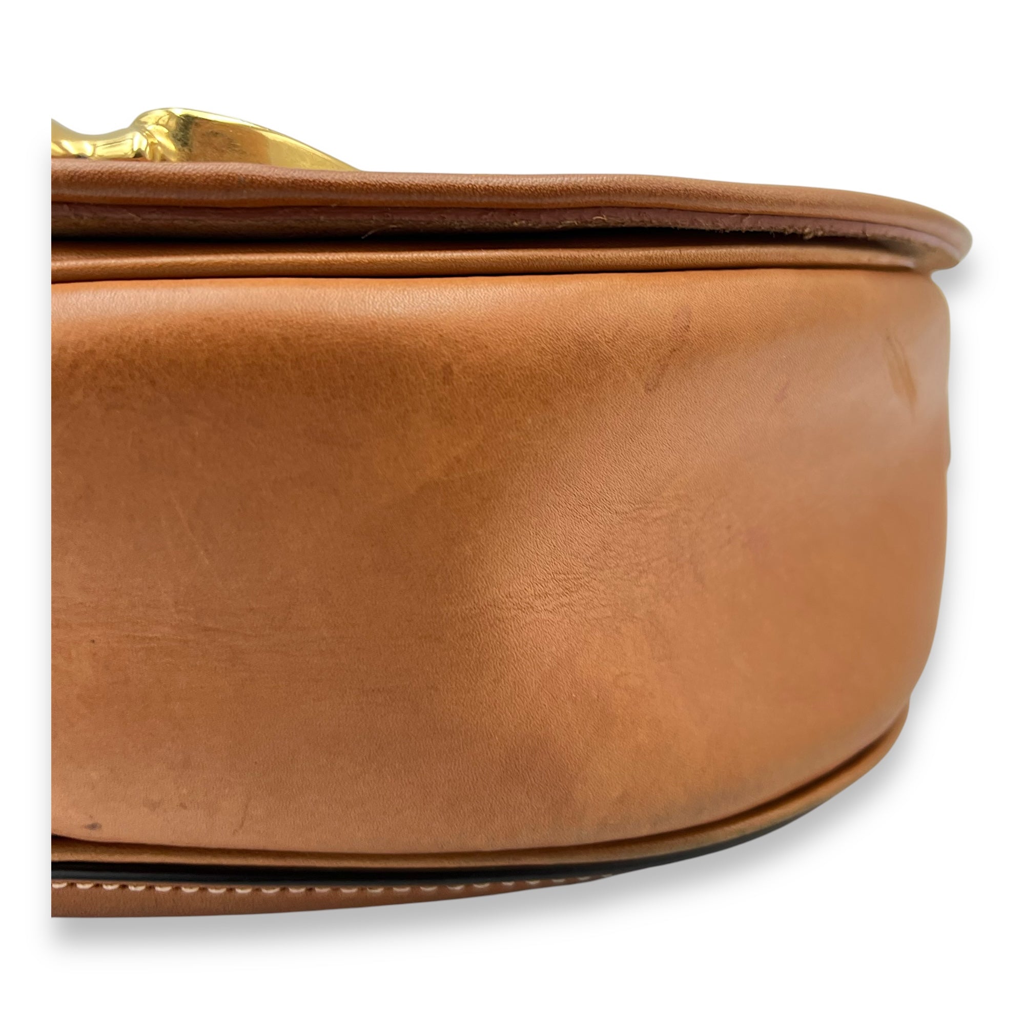 Celine Camarat Crossbody Bag Brown in Calfskin, Gold hardware_8