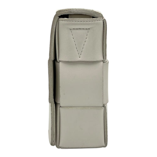 Bottega Veneta Cassette Crossbody Bag White in Calfskin, Silver hardware_4