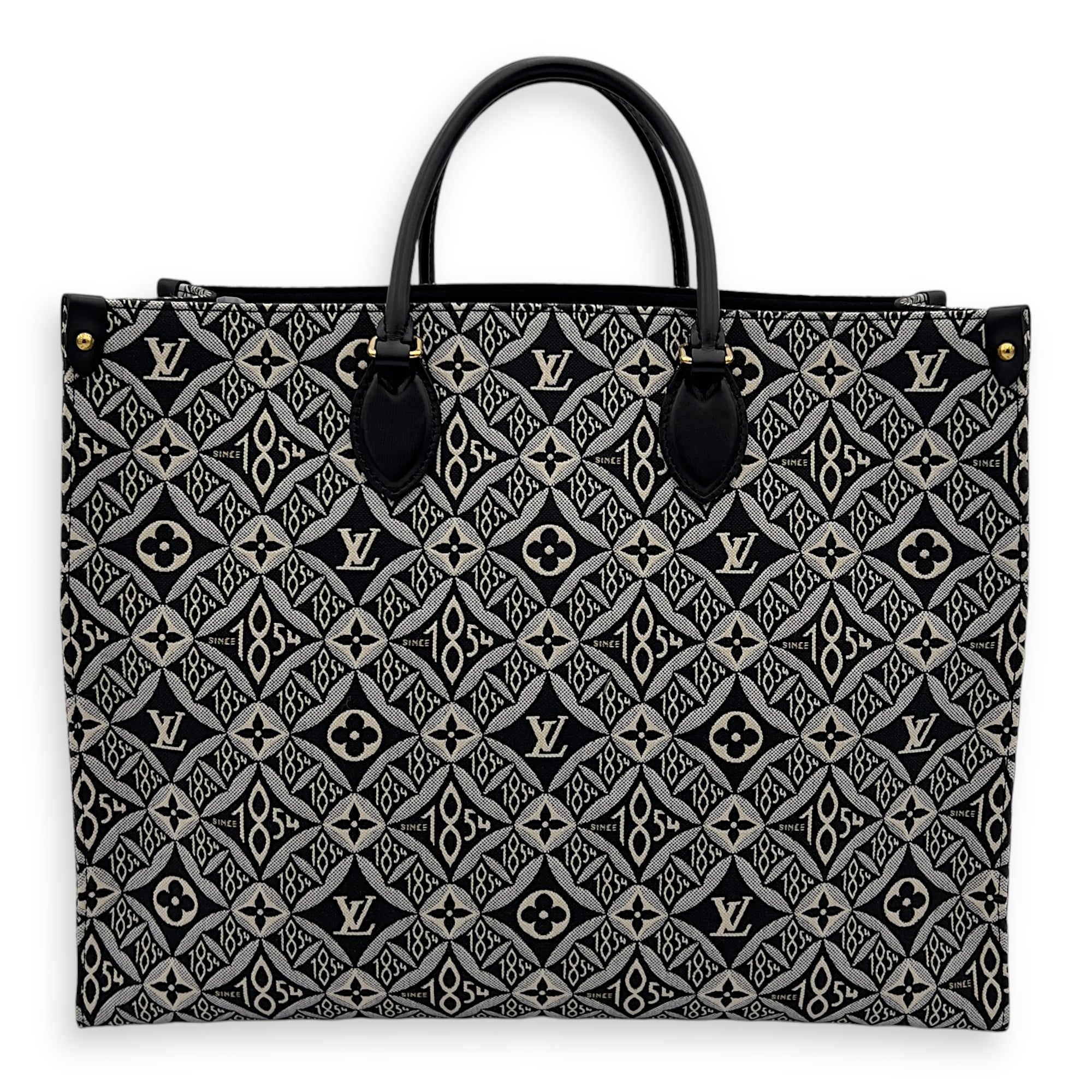 Louis Vuitton OnTheGo Tote Bag Black in Canvas, Gold hardware_2