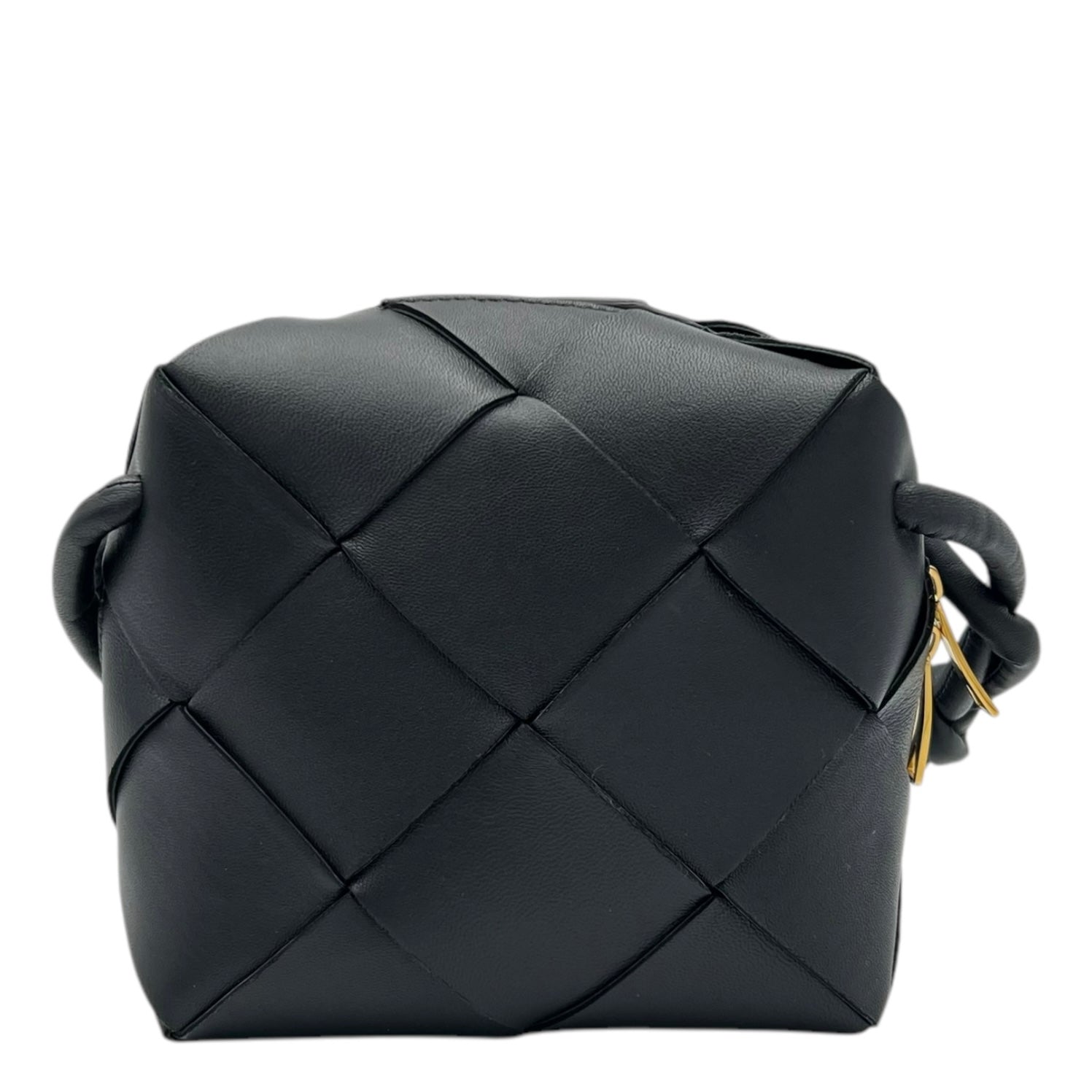 Bottega Veneta Cassette Crossbody Bag Black in Lambskin, Gold hardware_1