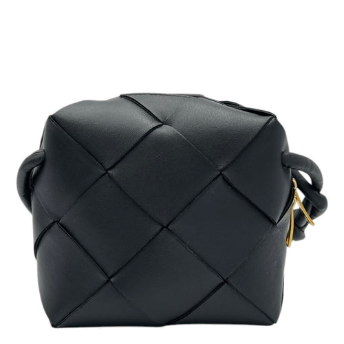 Bottega Veneta Cassette Crossbody Bag Black in Lambskin, Gold hardware_1