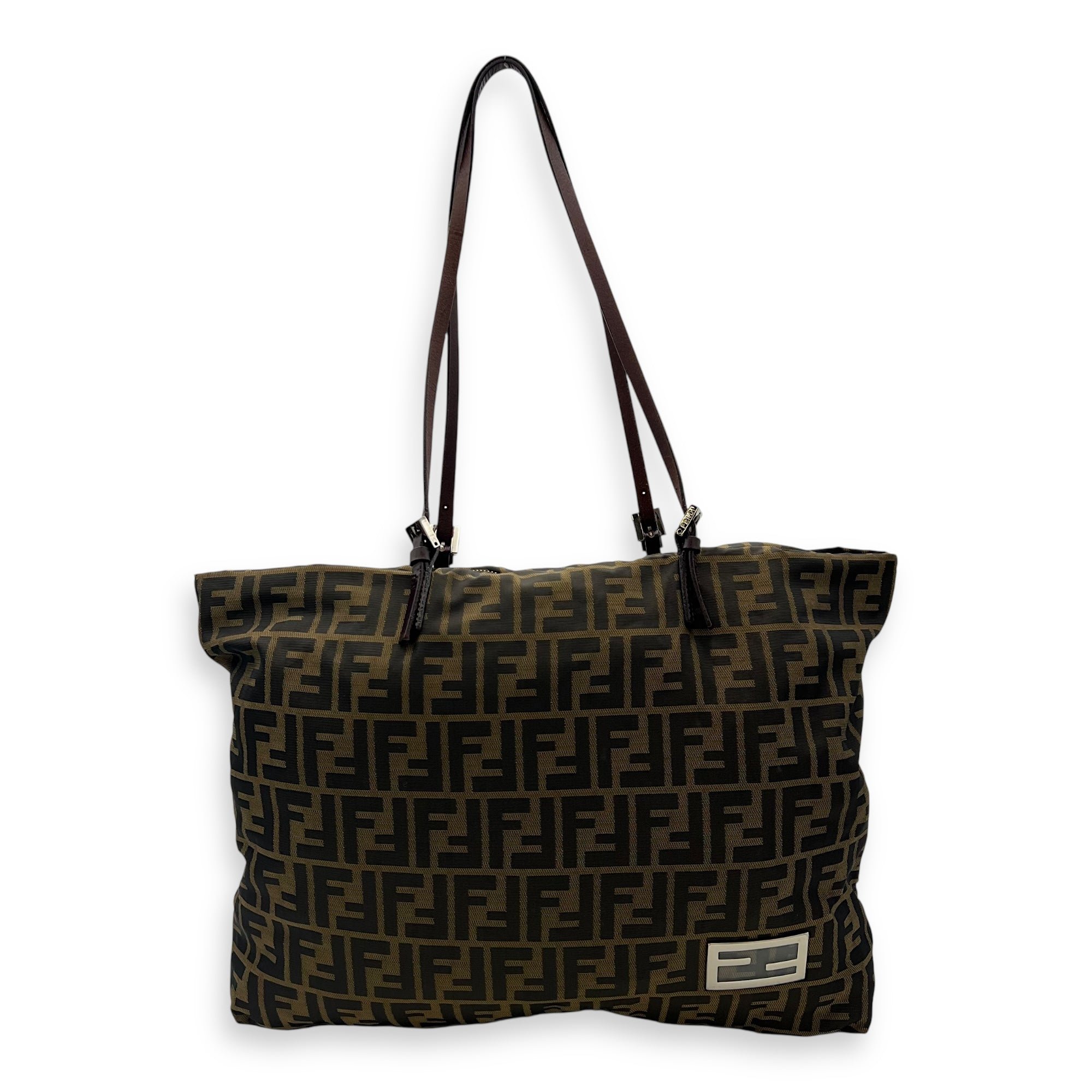 Fendi Zucca Tote Bag Brown in Canvas, Silver hardware_1