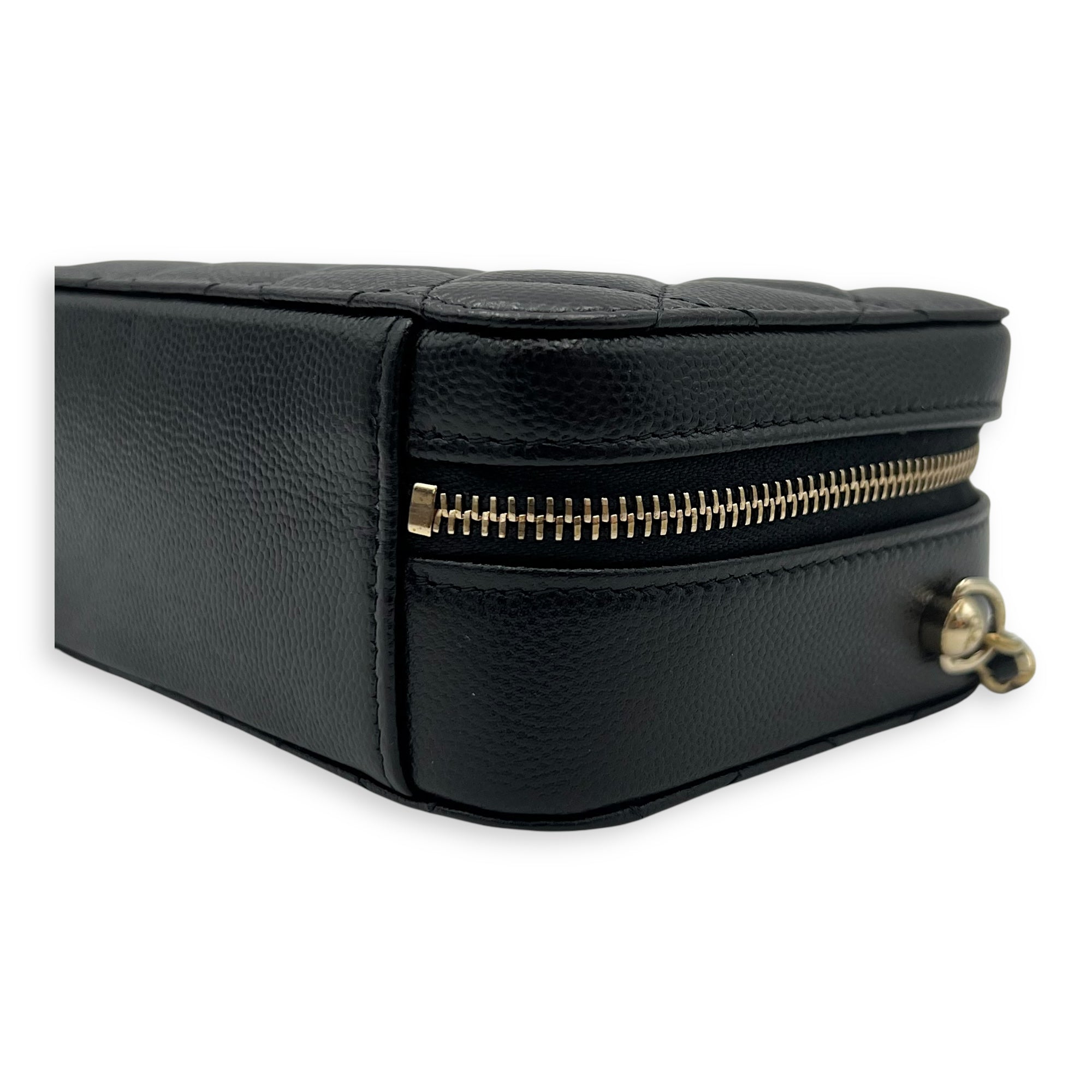 Chanel Vanity Crossbody Bag Black in Caviar Leather, Gold hardware_9