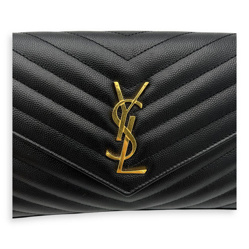 Saint Laurent Woc Crossbody Bag Medium Black in Calfskin, Gold hardware_7
