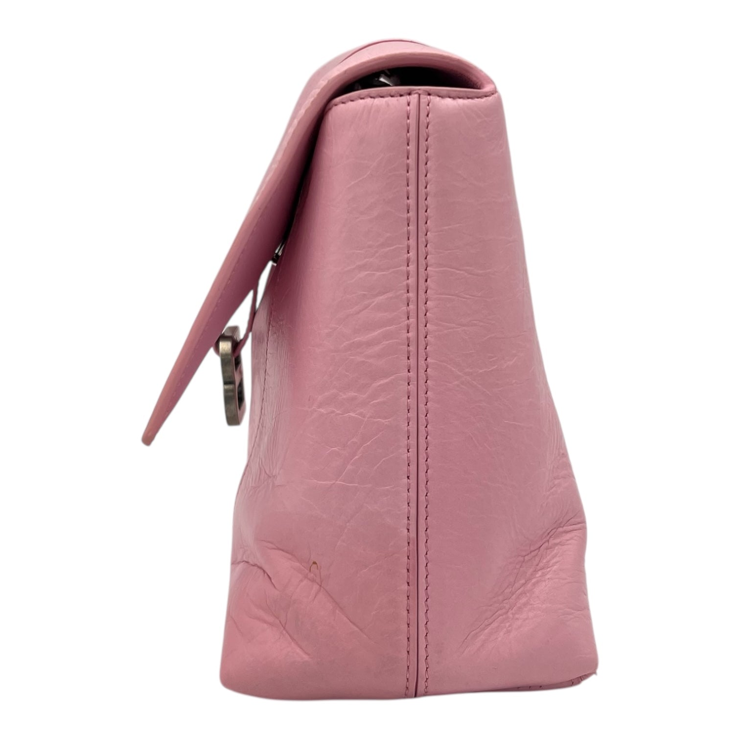 Balenciaga Downtown Shoulder Bag Pink in Calfskin, Silver hardware_4