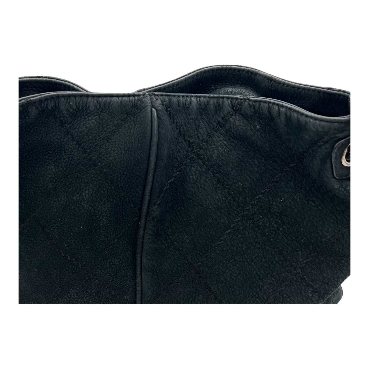 Chanel CC Shoulder Bag Grey in Calfskin, Silver hardware_12