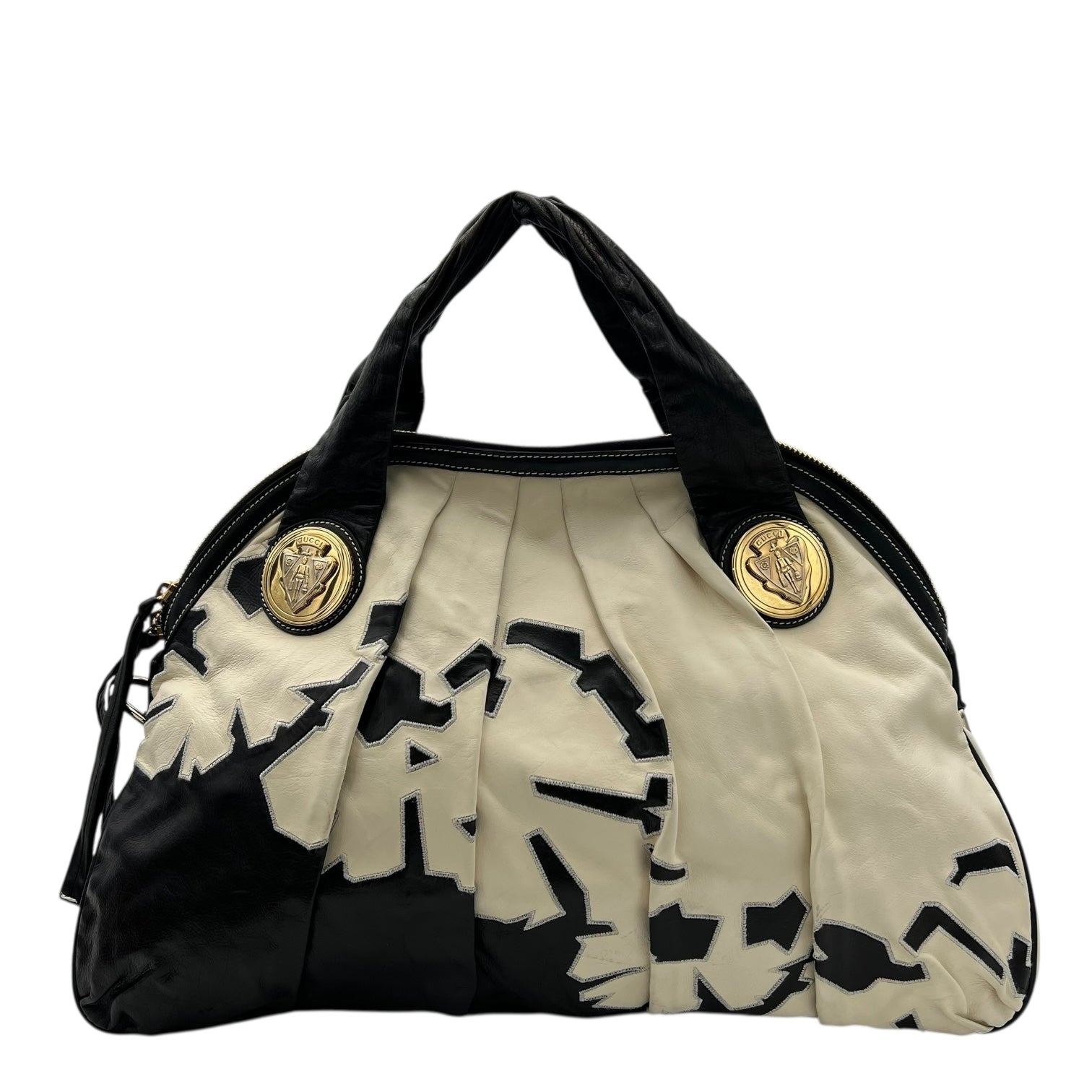 Gucci Hobo Top Handle Bag Black in Calfskin, Gold hardware_1