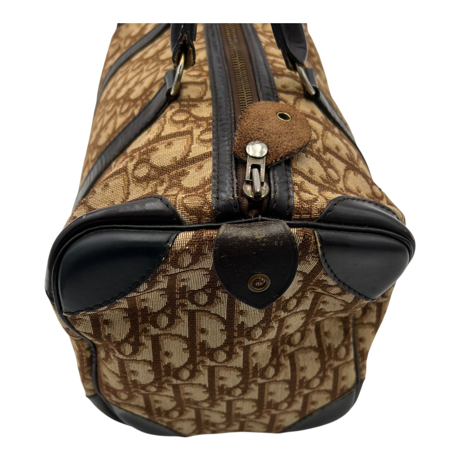 Christian Dior Trotteur Top Handle Bag Brown in Coated Canvas, Silver hardware_8