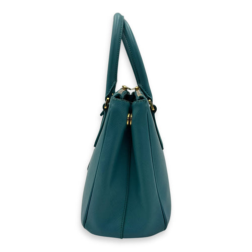Prada Galleria Top Handle Bag Blue in Saffiano Leather, Gold hardware_4