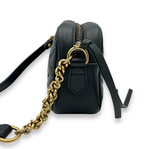 Gucci GG Marmont Crossbody Bag Mini Black in Calfskin, Gold hardware_3