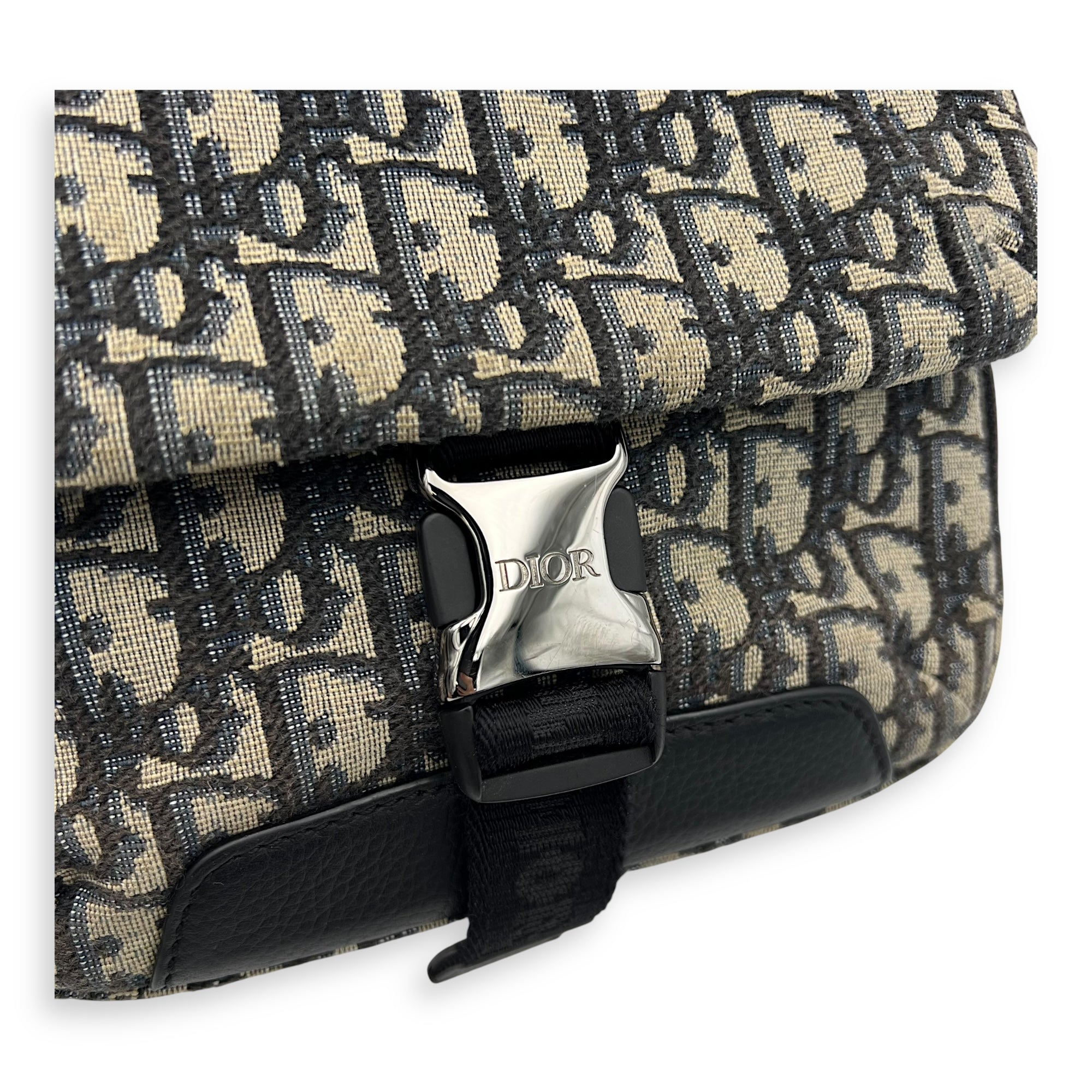 Christian Dior Oblique Blue Crossbody Bag in Jacquard, Silver hardware_7