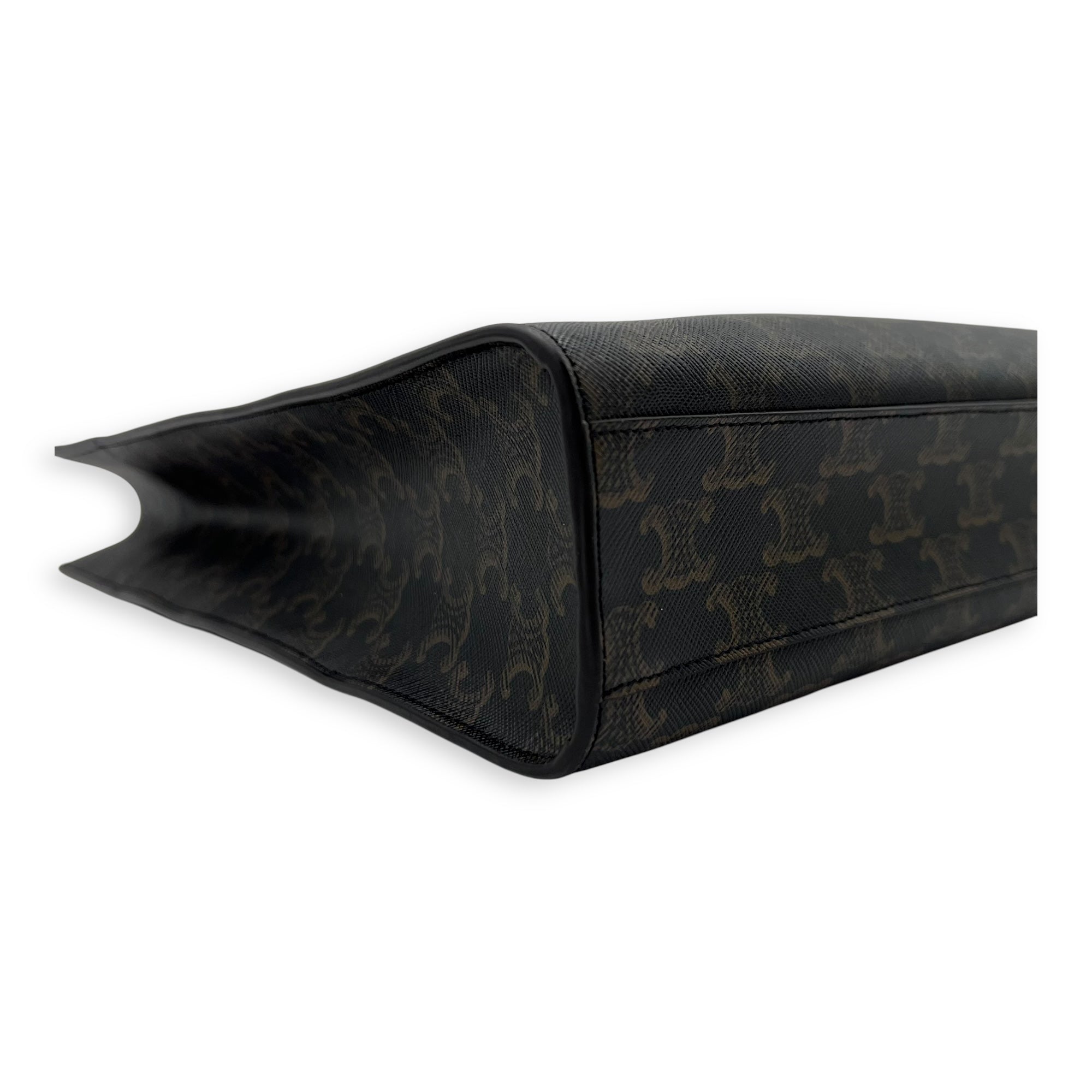 Celine Triomphe Top Handle Bag Brown in Coated Canvas, Gold hardware_2