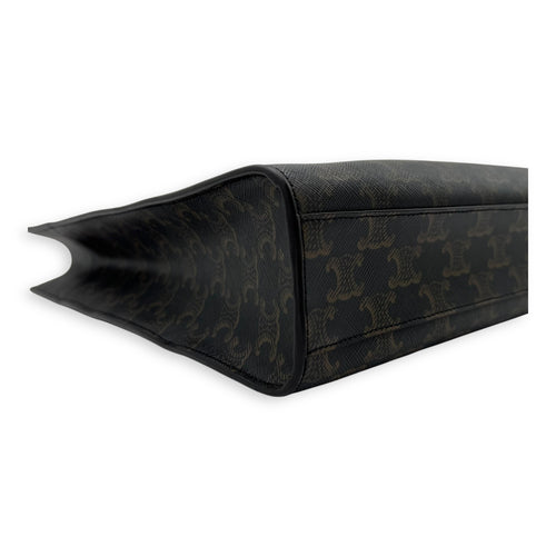 Celine Triomphe Top Handle Bag Brown in Coated Canvas, Gold hardware_2
