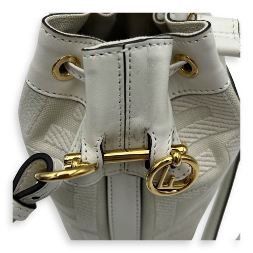 Fendi Mon Tresor Mini White Bucket Bag in Canvas, Silver hardware_10