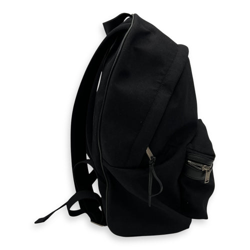 Saint Laurent Logo Backpack Black in Canvas, Silver hardware_4