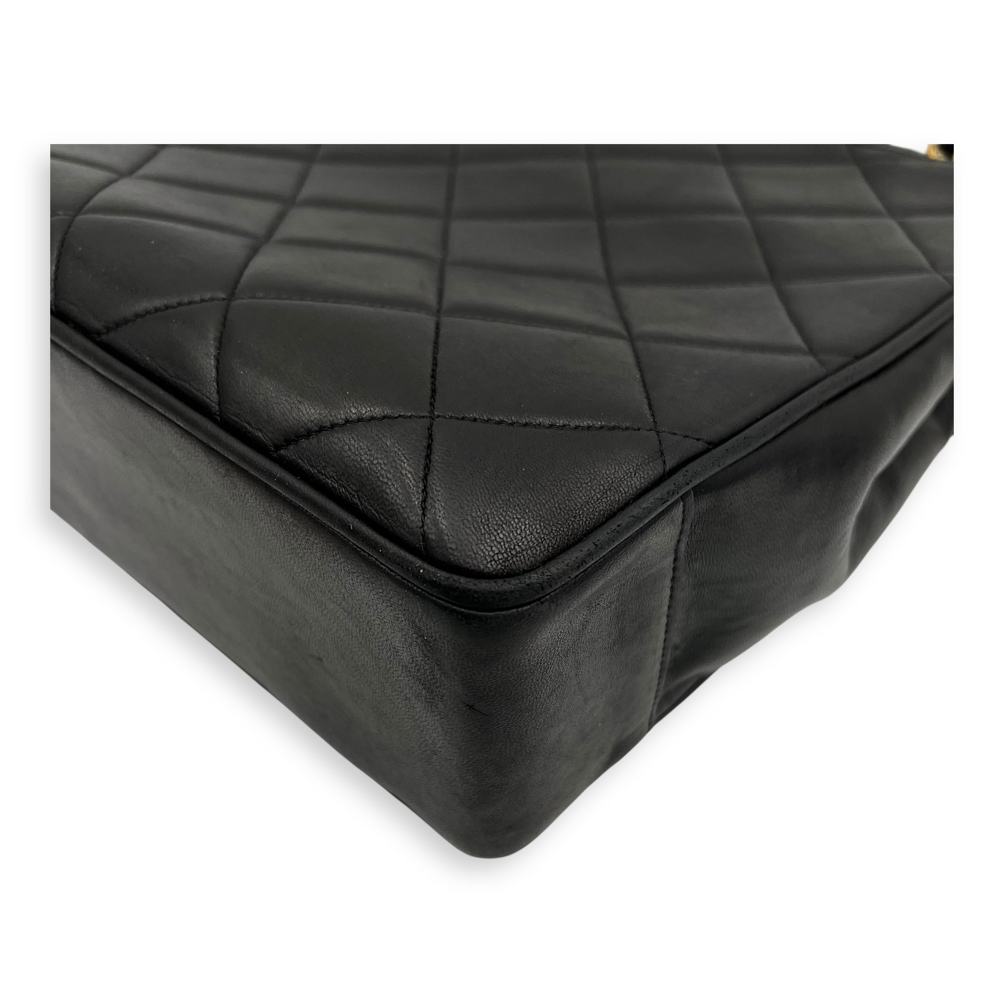 Chanel Vintage Big CC Tote Bag Black in Lambskin, Gold hardware_9