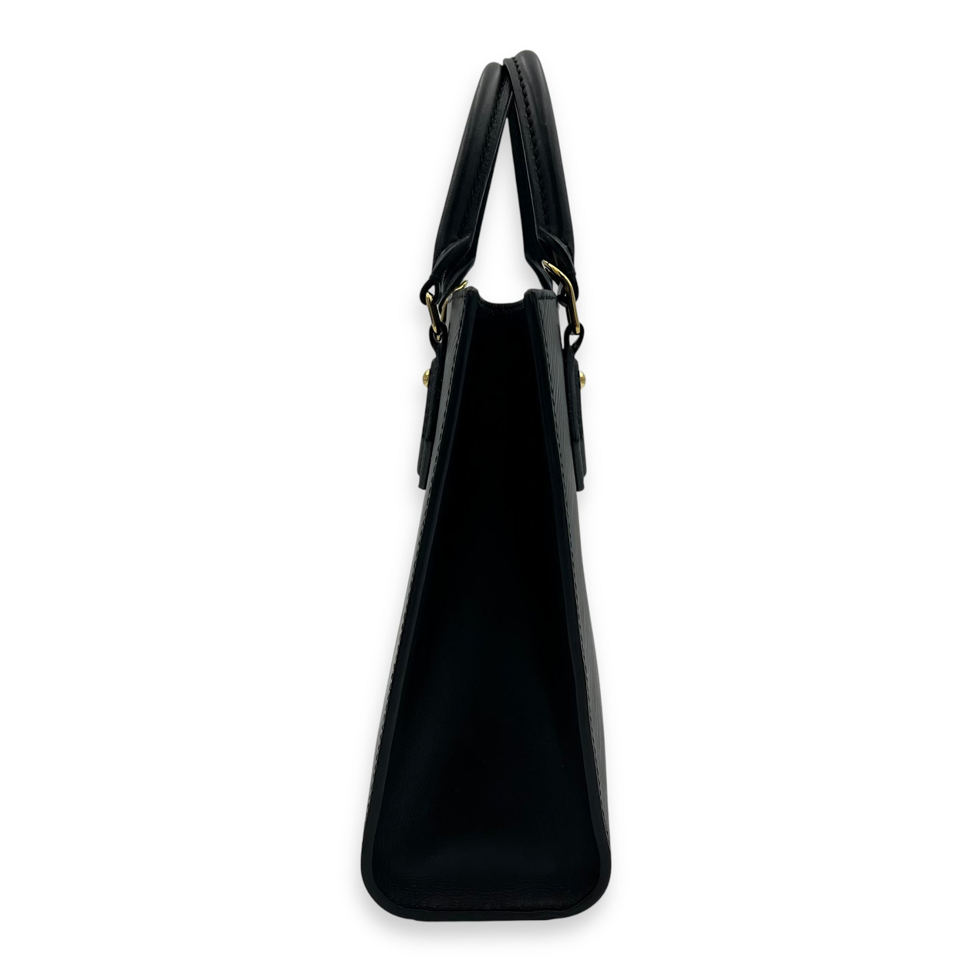 Louis Vuitton Sac Plat Top Handle Bag Black in Epi Leather, Gold hardware_4