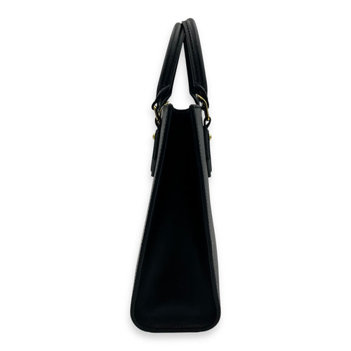 Louis Vuitton Sac Plat Top Handle Bag Black in Epi Leather, Gold hardware_4