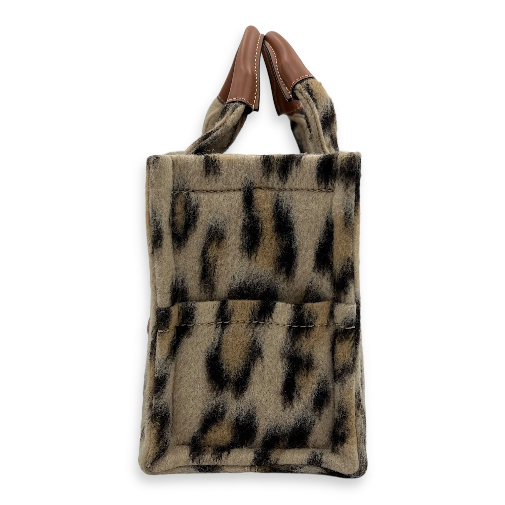 Celine Cabas Small Brown Tote Bag in Wool, Gold hardware_3