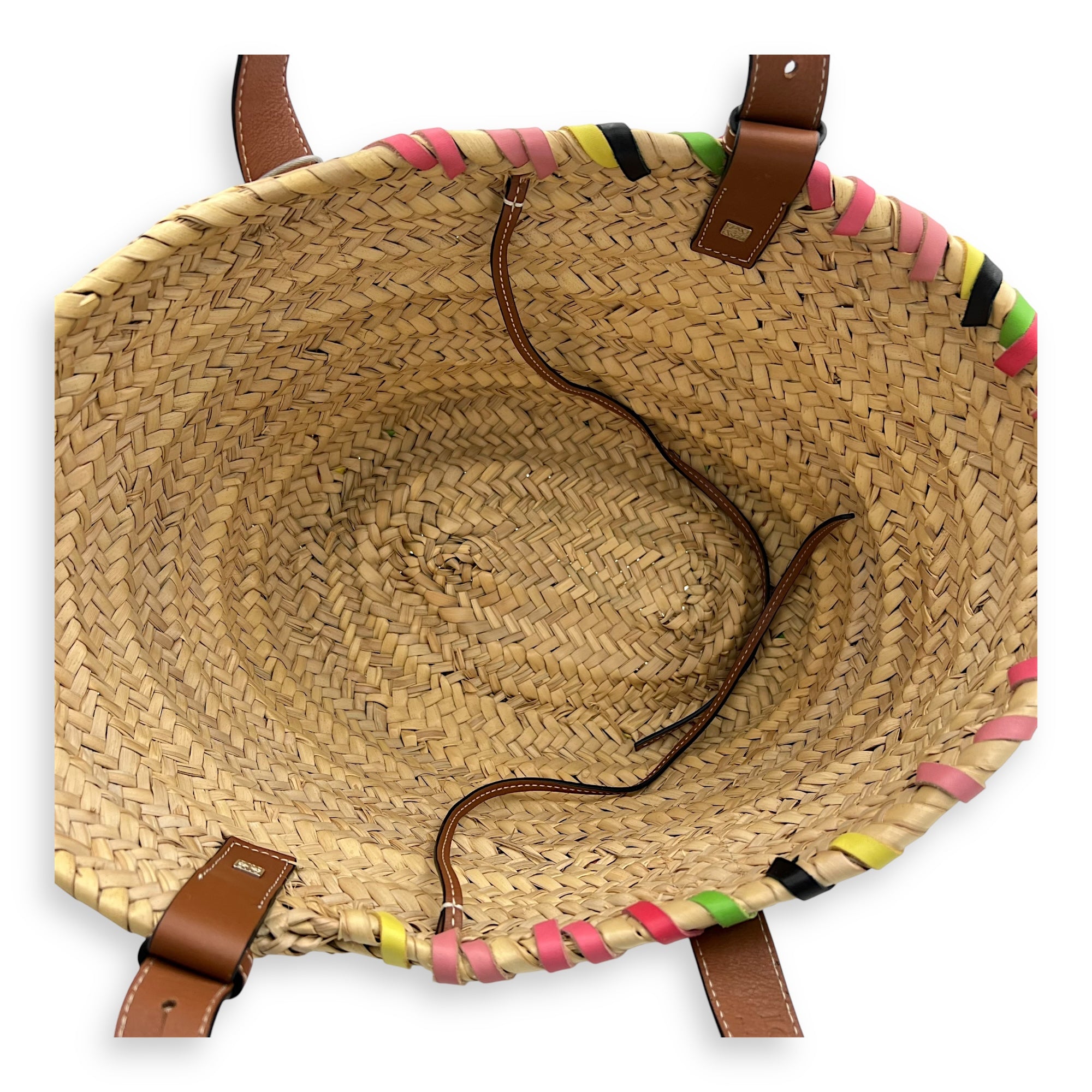 Loewe Basket Beige Top Handle Bag in Raffia, Silver hardware_6